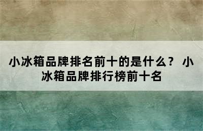 小冰箱品牌排名前十的是什么？ 小冰箱品牌排行榜前十名